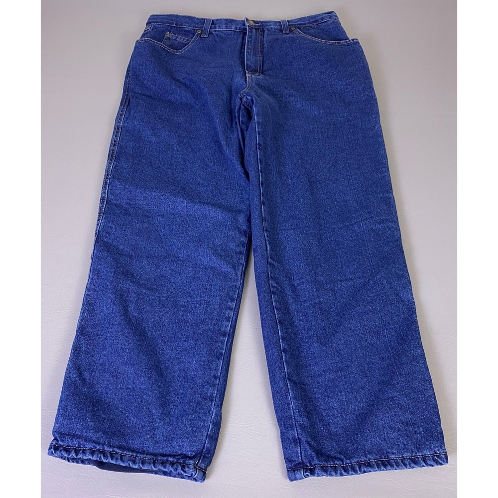 Old Mill Fleece Lined Jeans Men's 38x30 Relaxed Fit  Blue Dark Wash Workwear NWT